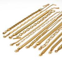 Pulseras de acero inoxidable, acero inoxidable 304, con 2inch extender cadena, chapado en oro de 18 K, Joyería & diferentes estilos para la opción & para mujer, longitud:aproximado 6.7 Inch, Vendido por UD