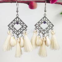 Fashion Tassel Earring, Zinc Alloy, with Shell, antique silver color plated, fashion jewelry & for woman & with rhinestone 