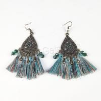 Fashion Tassel Earring, Zinc Alloy, with Crystal, antique brass color plated, fashion jewelry & for woman 