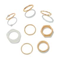 Zink-Legierung Ring Set, Zinklegierung, mit Harz, goldfarben plattiert, 8 Stück & Modeschmuck & für Frau & Emaille & mit Strass, zwei verschiedenfarbige, verkauft von setzen