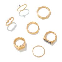 Zink-Legierung Ring Set, Zinklegierung, goldfarben plattiert, 7 Stück & Modeschmuck & für Frau & Emaille & mit Strass, zwei verschiedenfarbige, verkauft von setzen