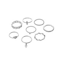 Zink-Legierung Ring Set, Zinklegierung, silberfarben plattiert, 8 Stück & Modeschmuck & für Frau & mit Strass, zwei verschiedenfarbige, verkauft von setzen