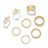 Zink-Legierung Ring Set, Zinklegierung, goldfarben plattiert, 7 Stück & Modeschmuck & für Frau & Emaille & mit Strass, farbenfroh, verkauft von setzen