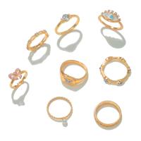 Zink-Legierung Ring Set, Zinklegierung, goldfarben plattiert, 8 Stück & Modeschmuck & böser Blick- Muster & für Frau & Emaille & mit Strass, farbenfroh, verkauft von setzen