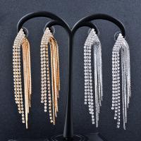 Fashion Fringe Earrings, Messing, QuasteTroddel, plattiert, Modeschmuck & für Frau & mit Strass, keine, 90mm, verkauft von Paar