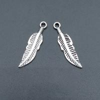 Zinc Alloy Feather Pendants, antique silver color plated, vintage & DIY Approx 