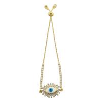 Evil Eye Jewelry Bracelet, Brass, gold color plated, fashion jewelry & for woman & with rhinestone Approx 5.1 Inch 