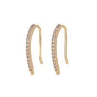 Brass Hook Earwire, gold color plated, DIY & micro pave cubic zirconia, golden 