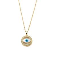 Collier Evil Eye bijoux, laiton, avec 5cm chaînes de rallonge, Placage de couleur d'or, motif de mauvais œil & pavé de micro zircon & pour femme & émail, plus de couleurs à choisir cm, Vendu par PC