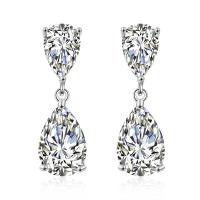 Cubic Zircon Brass Earring, with Cubic Zirconia, Teardrop, plated, for woman 