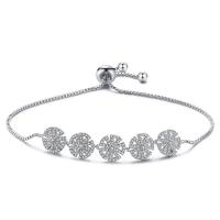 Cubic Zirconia Micro Pave Brass Bracelet, Flower, plated, adjustable & micro pave cubic zirconia & for woman 10mm mm 