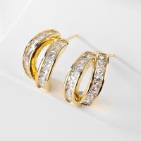 Cubic Zirconia Micro Pave Brass Earring, plated, micro pave cubic zirconia & for woman 