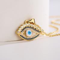 Collier Evil Eye bijoux, laiton, avec 5cm chaînes de rallonge, Mauvais œil, Placage, pavé de micro zircon & émail, plus de couleurs à choisir cm, Vendu par PC