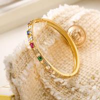 Cubic Zirconia Micro Pave Brass Bracelet, Round, plated, micro pave cubic zirconia & enamel Inner Approx 59mm 