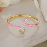 Cubic Zirconia Micro Pave Brass Bracelet, Snake, plated, micro pave cubic zirconia & enamel 58mm, Inner Approx 58mm 