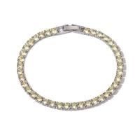 Cubic Zirconia Micro Pave Brass Bracelet, Round, plated, micro pave cubic zirconia cm 