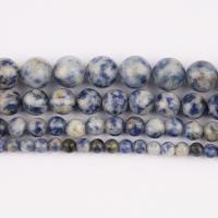 Single Gemstone Beads, Blue Speckle Stone, Round, polished, DIY Approx 37 cm 