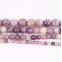 Single Gemstone Beads, Natural Lepidolite, Round, polished, DIY Approx 37 cm 