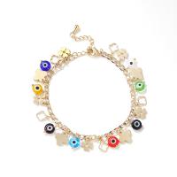 Evil Eye Schmuck Armband, Messing, mit Glasstein, mit Verlängerungskettchen von 3cm, goldfarben plattiert, Modeschmuck & für Frau, farbenfroh, Länge:16 cm, verkauft von Strang