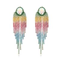 Fashion Fringe Earrings, Eisen, Modeschmuck & mit Strass, farbenfroh, 29x98mm, verkauft von Paar