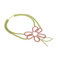 Zink Legierung Straßkette, Zinklegierung, mit Verlängerungskettchen von 6cm, Blume, plattiert, Modeschmuck & mit Strass, farbenfroh, Länge:41 cm, verkauft von PC