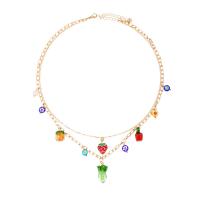 Collier en Murano bijoux, alliage de zinc, avec Des billes de verre & chalumeau, avec 7cm chaînes de rallonge, fruitcéréale, Placage, bijoux de mode, multicolore cm, Vendu par PC