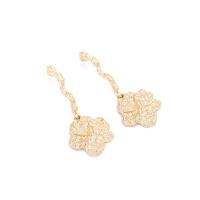 Boucle d'oreille goutte Zinc Alloy, alliage de zinc, fleur, Placage, bijoux de mode, doré Vendu par paire