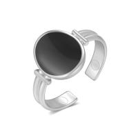 Stainless Steel Finger Ring, 316L Stainless Steel, Oval, Vacuum Ion Plating, Adjustable & fashion jewelry & for woman & enamel inner ~21mm 