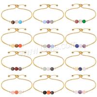 Bracelets en laiton, avec pierre gemme, 12 Signes du Zodiaque, Placage de couleur d'or, réglable & pour femme, plus de couleurs à choisir Environ 15-27 cm, Vendu par PC