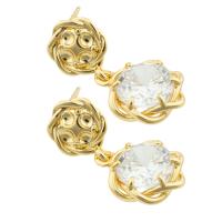 Cubic Zircon Brass Earring, with Cubic Zirconia, gold color plated, fashion jewelry & for woman 