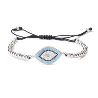 Evil Eye Schmuck Armband, Messing, mit Nylonschnur, blöser Blick, plattiert, Modeschmuck & Micro pave Zirkonia, keine, 15x27mm, Länge:ca. 17 cm, verkauft von PC