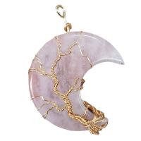 Natural Quartz Pendants, Rose Quartz, with Zinc Alloy, fashion jewelry & DIY & for woman, pink 