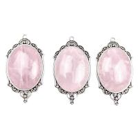 Natural Quartz Pendants, Rose Quartz, with Zinc Alloy, fashion jewelry & DIY & for woman, pink 