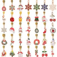 Zinc Alloy European Pendants, gold color plated, Christmas Design & DIY & enamel & with rhinestone & hollow 10-30mm 