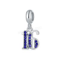 Zinc Alloy European Pendants, silver color plated, DIY & with rhinestone 10-30mm 