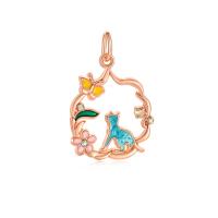 Zinc Alloy European Pendants, rose gold color plated, DIY & enamel & with rhinestone & hollow 10-30mm 