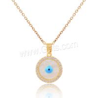 Collier Evil Eye bijoux, acier inoxydable 316L, avec coquille blanche, avec 1.97inch chaînes de rallonge, Placage ionique sous vide, styles différents pour le choix & pavé de micro zircon & pour femme, doré Environ 15.75 pouce, Vendu par PC