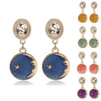 boucle d'oreille de goutte en Zinc Alloy et Émail  , alliage de zinc, Plat rond, Placage de couleur d'or, pour femme & émail, plus de couleurs à choisir Vendu par paire