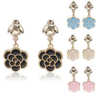 boucle d'oreille de goutte en Zinc Alloy et Émail  , alliage de zinc, fleur, Placage de couleur d'or, pour femme & émail, plus de couleurs à choisir Vendu par paire