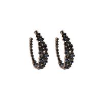 Pendientes de Perno de Aleación de Zinc, con cúbica circonia, chapado en color dorado, Joyería & para mujer, Negro, 10x39mm, Vendido por Par