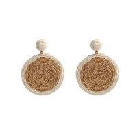 Boucle d'oreille goutte Zinc Alloy, alliage de zinc, avec bois, Rond, Placage de couleur d'or, bijoux de mode & pour femme Vendu par paire