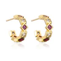 Cubic Zirconia Micro Pave Brass Earring, plated, fashion jewelry & micro pave cubic zirconia 