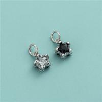 Cubic Zirconia Sterling Silver Pendants, 925 Sterling Silver, Star, DIY & micro pave cubic zirconia Approx 3.3mm 