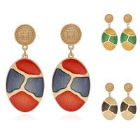 boucle d'oreille de goutte en Zinc Alloy et Émail  , alliage de zinc, ovale, Placage de couleur d'or, pour femme & émail, plus de couleurs à choisir Vendu par paire