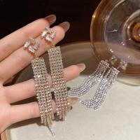 Fashion Fringe Earrings, Messing, plattiert, Modeschmuck & Micro pave Zirkonia, keine, 93x13mm, verkauft von Paar