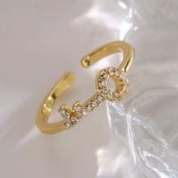 Cubic Zirconia Micro Pave Brass Finger Ring, plated, fashion jewelry & micro pave cubic zirconia, golden, inner .7 ~1.9cm 