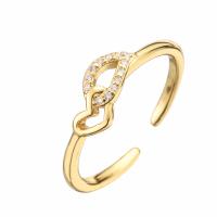 Cubic Zirconia Micro Pave Brass Finger Ring, plated, fashion jewelry & micro pave cubic zirconia, golden, inner .7 ~1.9cm 