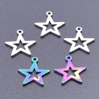 Stainless Steel Star Pendant, 304 Stainless Steel, Vacuum Ion Plating, DIY & hollow 