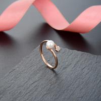 Anillo de dedo la cáscara del mar del sur, aleación de zinc, con Shell Pearl, chapado en color rosa dorada, Joyería & micro arcilla de zirconia cúbica & para mujer, 1.5x1.2mm,5mm,1mm, Vendido por UD