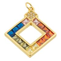 Colgante de Micro Pavé de Zirconía Cúbica, metal, Cuadrado, chapado en color dorado, Joyería & Bricolaje & micro arcilla de zirconia cúbica, color mixto, 28x24x2mm, Vendido por UD